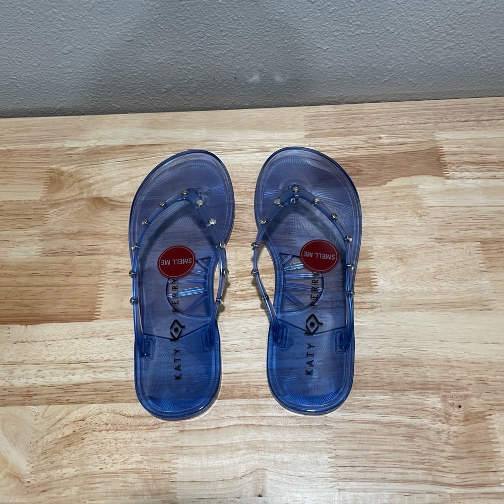 Katy Perry Women’s Flexible PVC GELI® Slip On Flat Thongs with Crystals - NWT - Picture 2 of 9